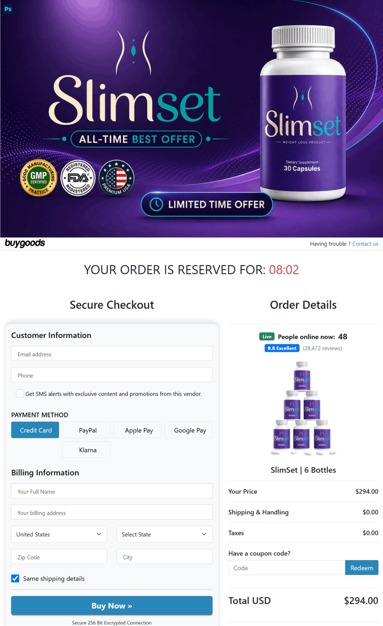 slimset secure checkout